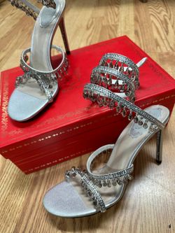 René Caovilla Crystal Chandelier Heeled Sandals
