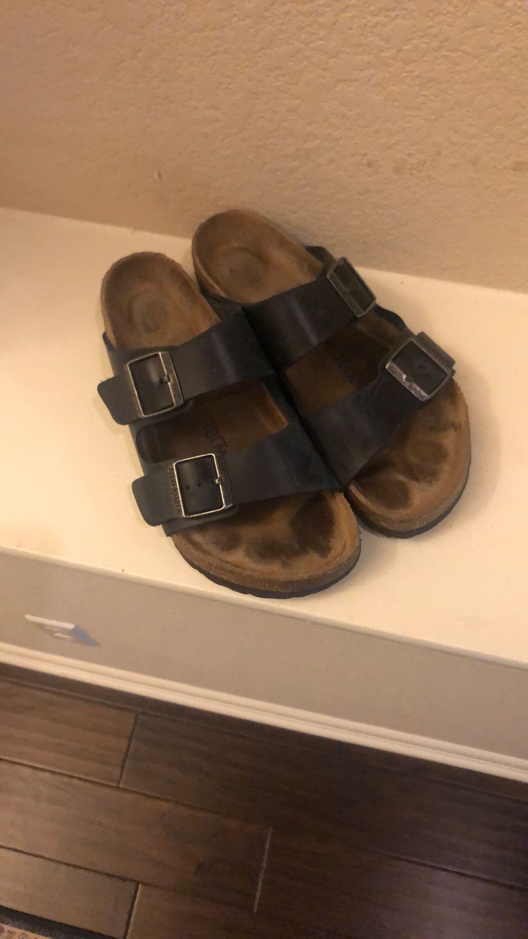 Navy Blue Leather Arizona Birkenstocks-Size 8.5