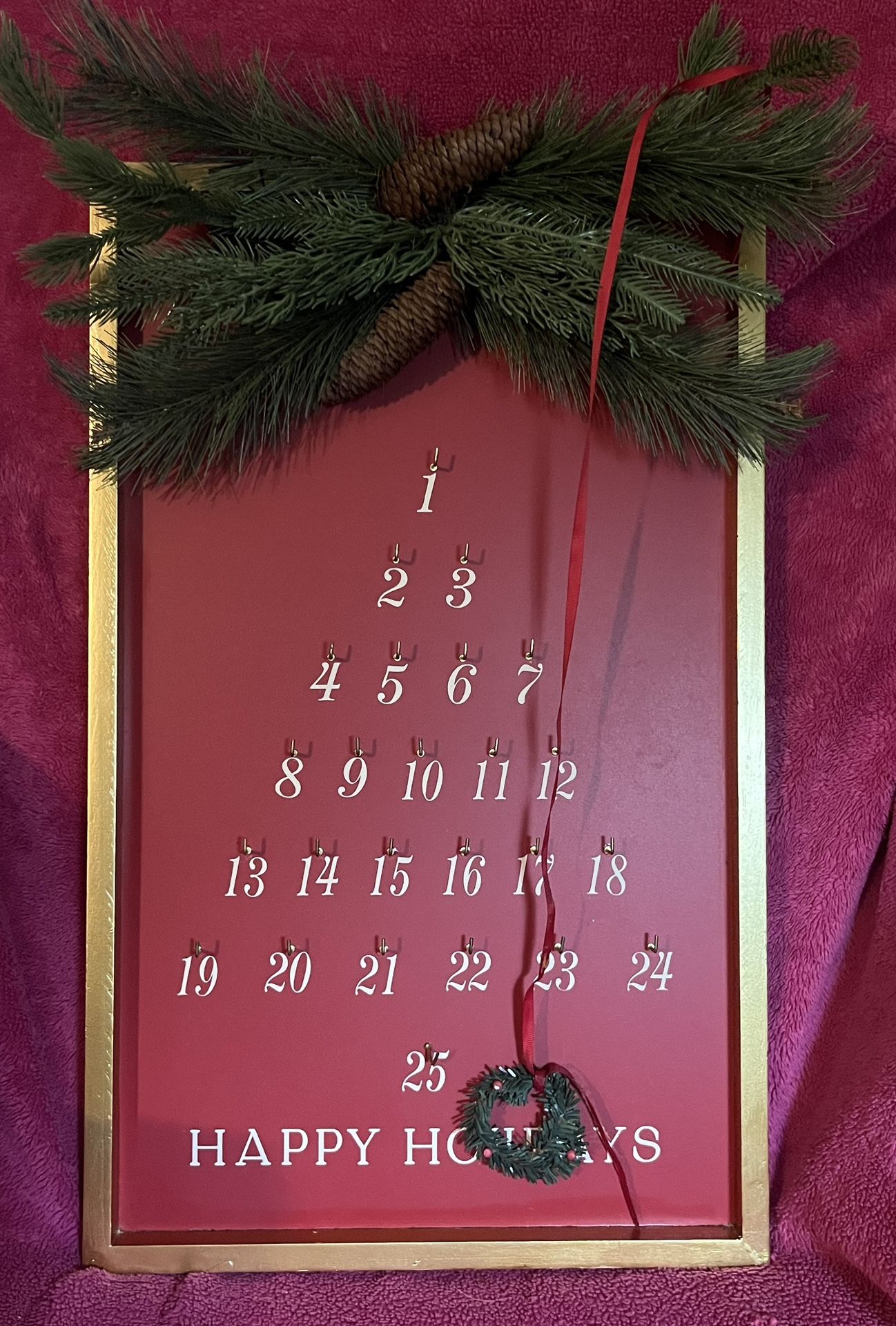 Christmas Tree Countdown Calendar 24” x 15” NEW in Box!