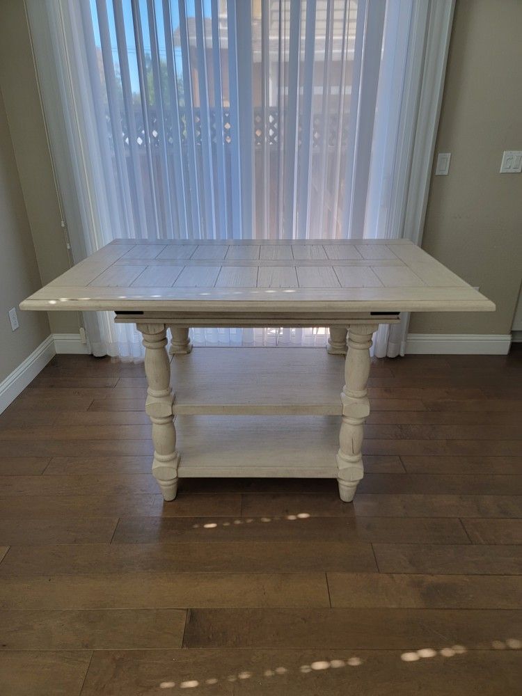 Solid Wood Counter Table w/ Removable Leaf – Excellent Condition