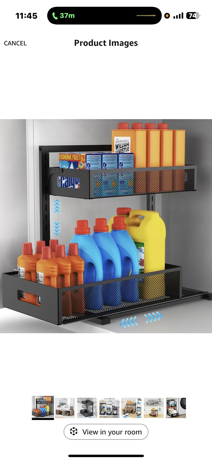 Under Sink Organizer Pull Out Cabinet Organizer Adjustable Height 2 Tier with Sliding Drawers Kitchen Bathroom Organizer and Storage(1pc)