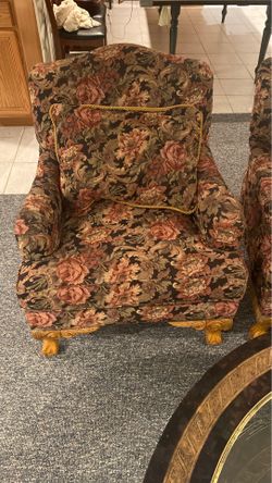 Antique floral cushion chairs