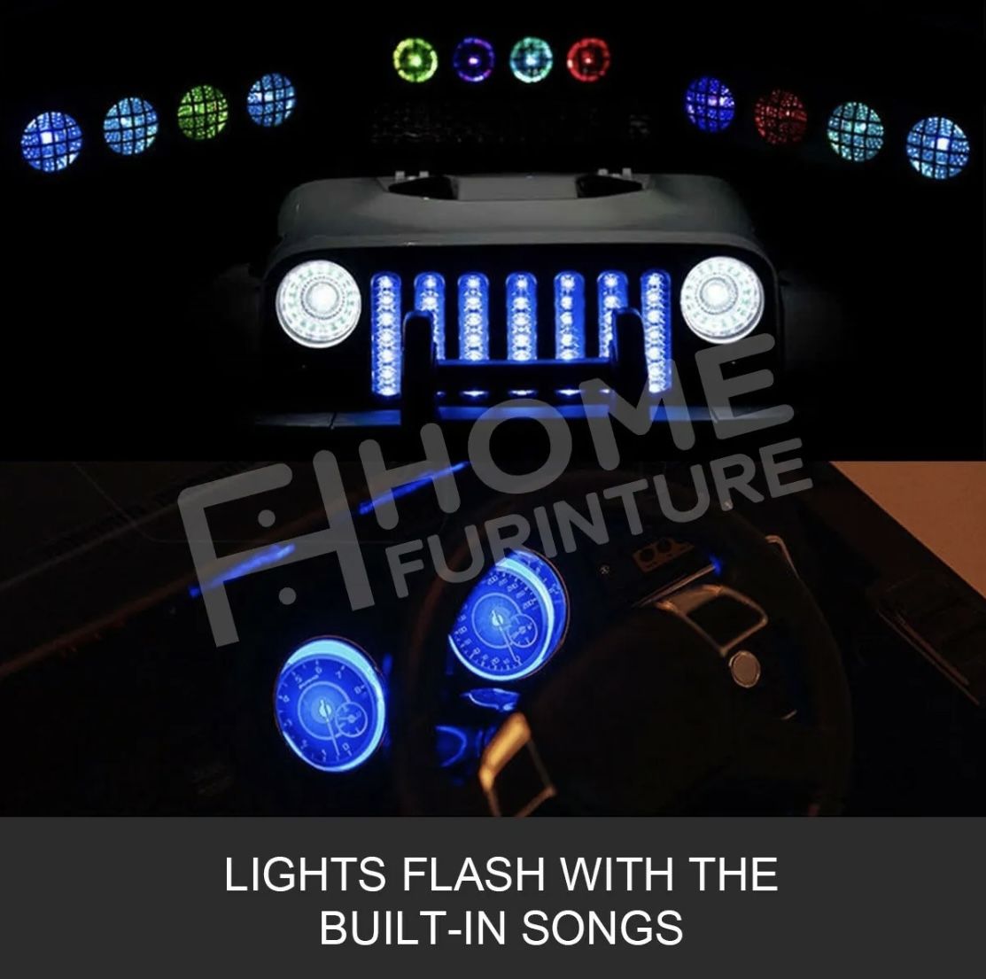 💕💕!!BRAND NEW 12V LUXURY REMOTE CONTROL Electric Ride On Car Power Wheels Big Kid Jeep Sport with FM RADIO, colorful LED light bar and Bluetooth