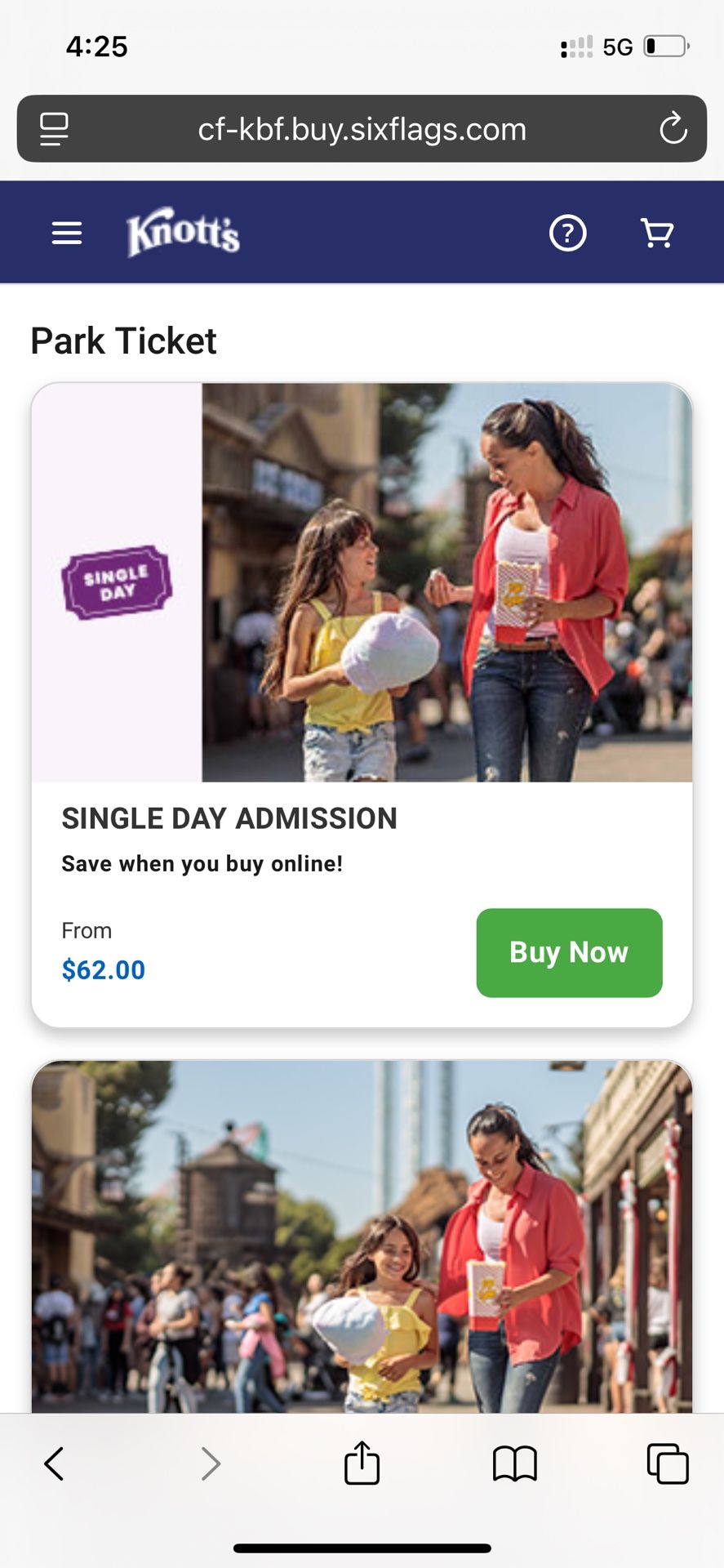 Knotts Berry Farm Day ticket