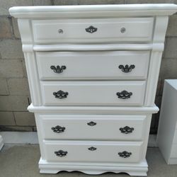 Vintage White Tallboy Dresser