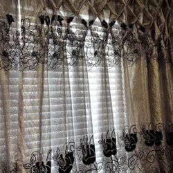 Beautiful Sheer  Curtain Gold Brown 2