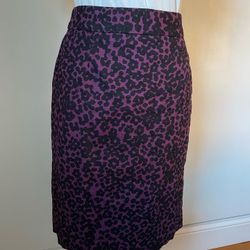 Banana Republic Black & Purple Leopard Print Pencil Skirt Size 0