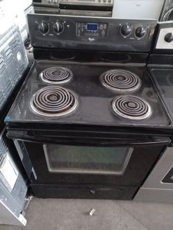 Whirlpool black coil top stove