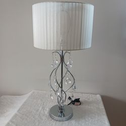 Modern Glam Crystal Table Lamp – 30.5” Tall Chrome Accent