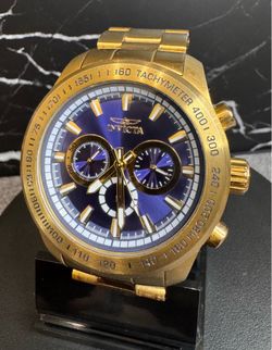 Invicta Speedway (21797) 48mm Men’s Quartz Chronograph · Gold Tone · Blue Dial