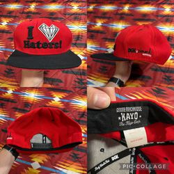 DGK X Diamond Supply Co I Love Haters Snapback Hat Red Black Kayo