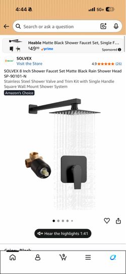 SOLVEX Matte Black Rain Shower Faucet Set