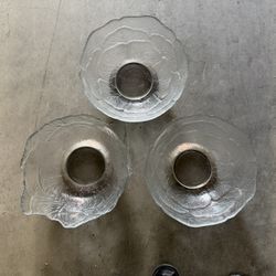 Crystal And Silver Salad Serving Bowls 
