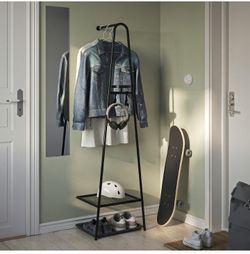 ÄLGANÄS
Clothes rack with shoe storage, black,