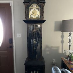 Mid Century Chinese Lacquer Grandfather Clock