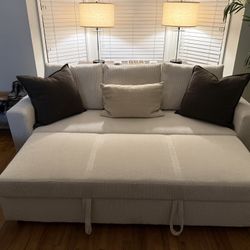 Brand New White Corduroy Couch With Pull Out Bed