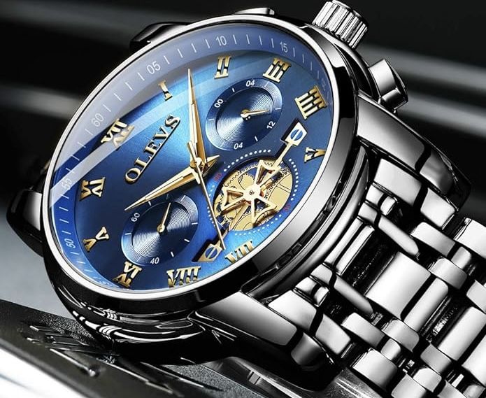 NEW Luxury Quartz Mens Watch, OLEVS Men’s Watch Stainless Steel Waterproof Chronograph !