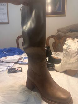 Tall Brown Leather Knee-High Boot