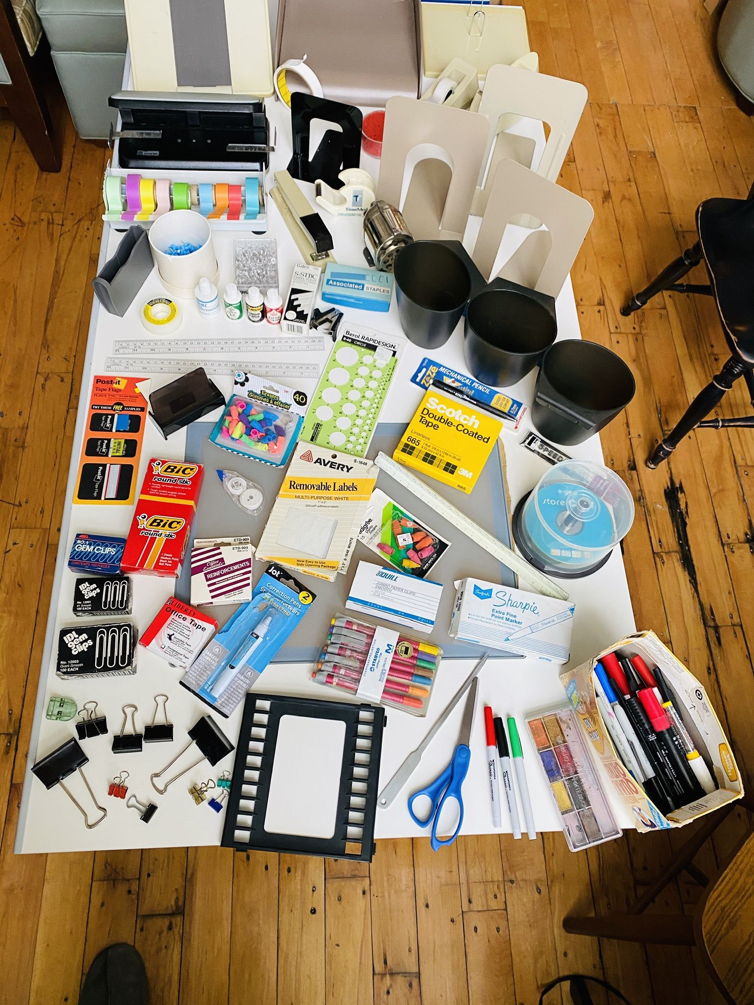 Stationary. Myriad! Some vintage, some new. Calendar Holders; Staplers; Documents/Envelopes Dividers; Pencil Sharpeners; Discs; Pencils; Different ink