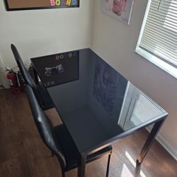 Dining Room Table With 2 Chairs (Black)