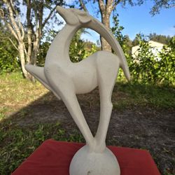 Vintage Royal Haeger Stag Gazelle Antelope Deer Textured/Lava Art Deco Statue 21"