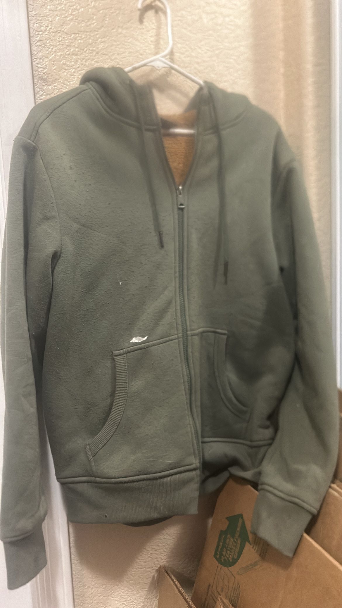 Men's Large Green and Brown lined hoodie 