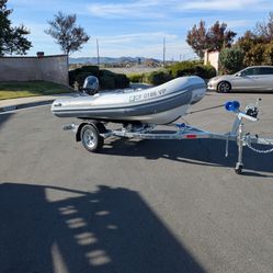 Hard Bottom Inflatable Dinghy With 15 HP Yamaha Outboard