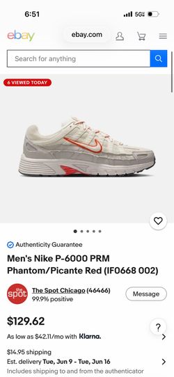 Men's Nike P-6000 PRM Phantom/Picante Red Men’s  8 Women’s 9.5 women’s