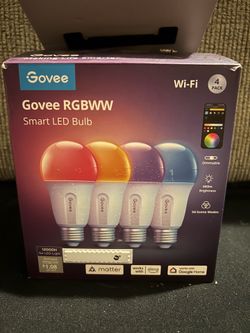 Govee Smart LED Bulbs 4-Pack 9-Watt 800 Lumens A19 Shape E26 Base 2(contact info removed)K RGBWW