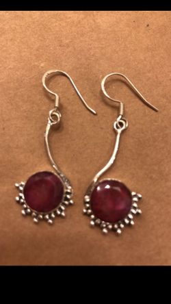 Ruby gemstone earrings 925 sterling silver
