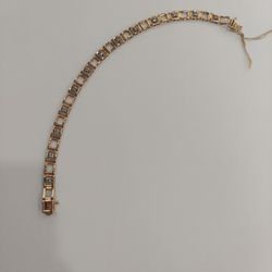 14k11.7g .65carat 8" Square Link Bracelet 