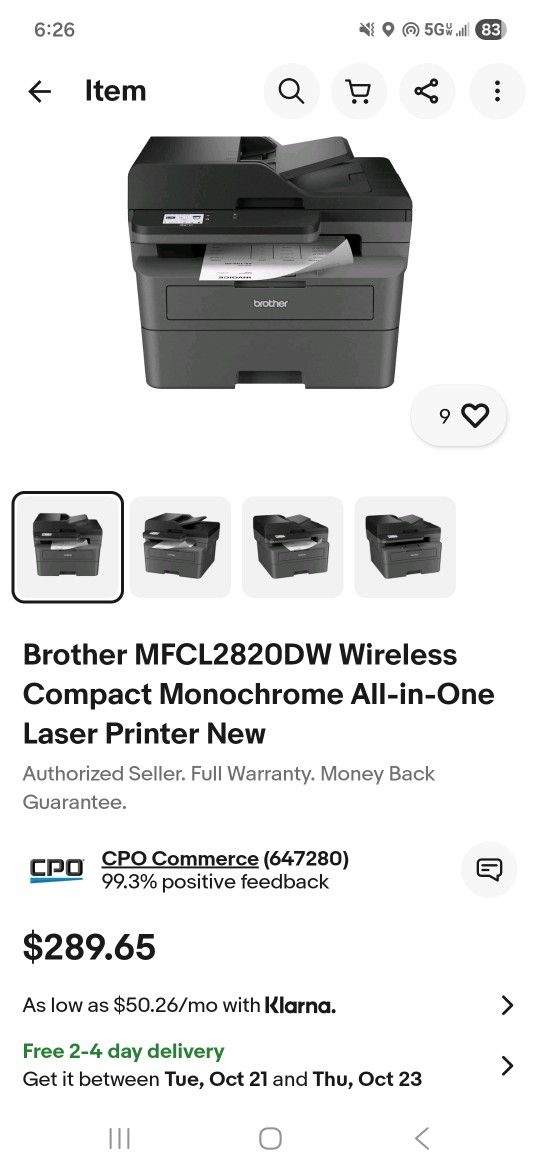 Brothers MFC-L2820DW Wireless New Never Opened