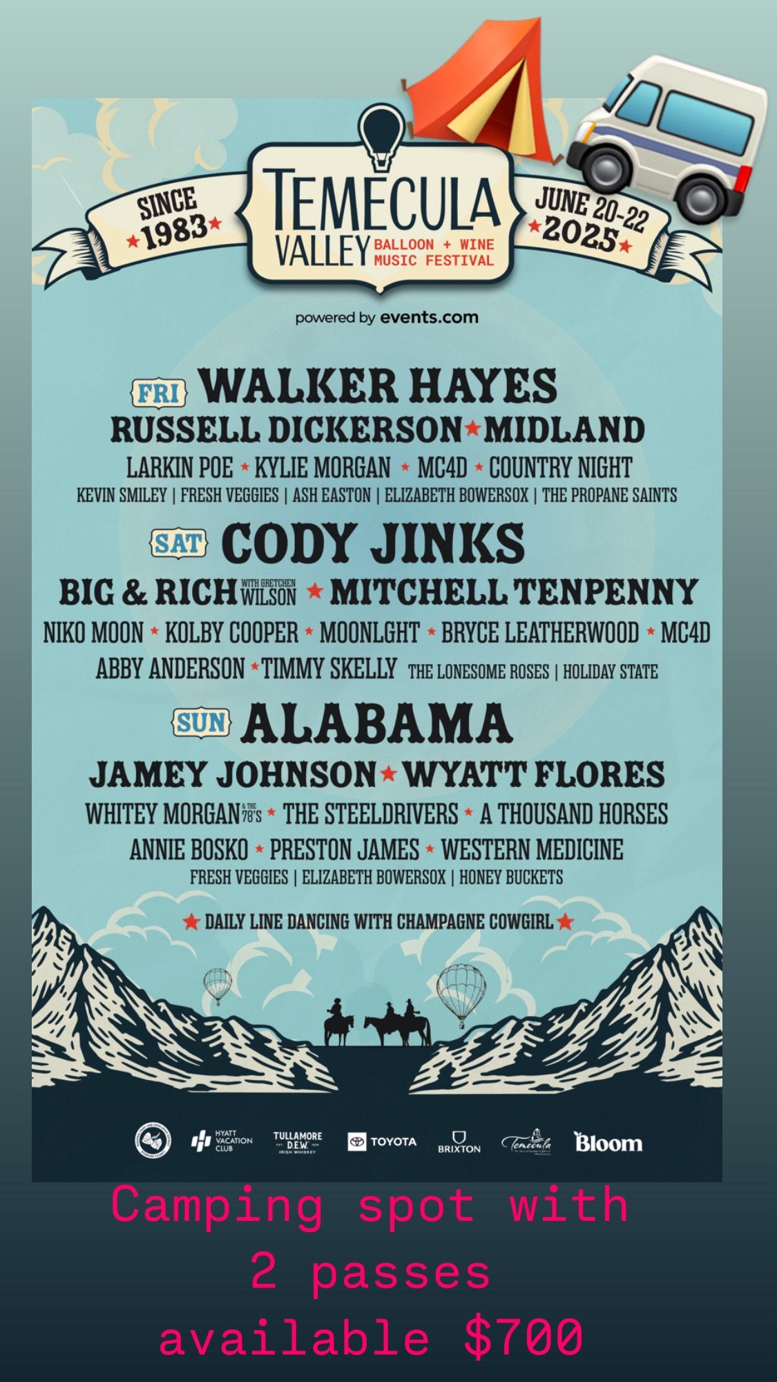 Balloon & Wine Camping & Passes