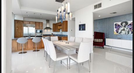 SOLID REAL WOOD and TRAVERTINE MODERN DINING TABLE