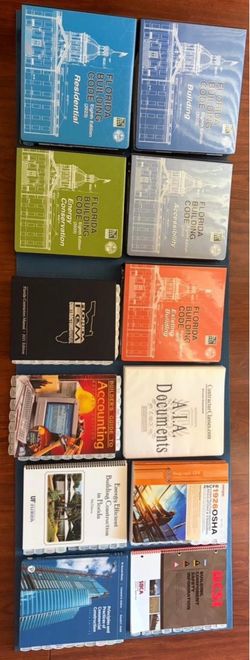 General Contractor Exam Books + Extra Books.  Tabbed and highlighted!
