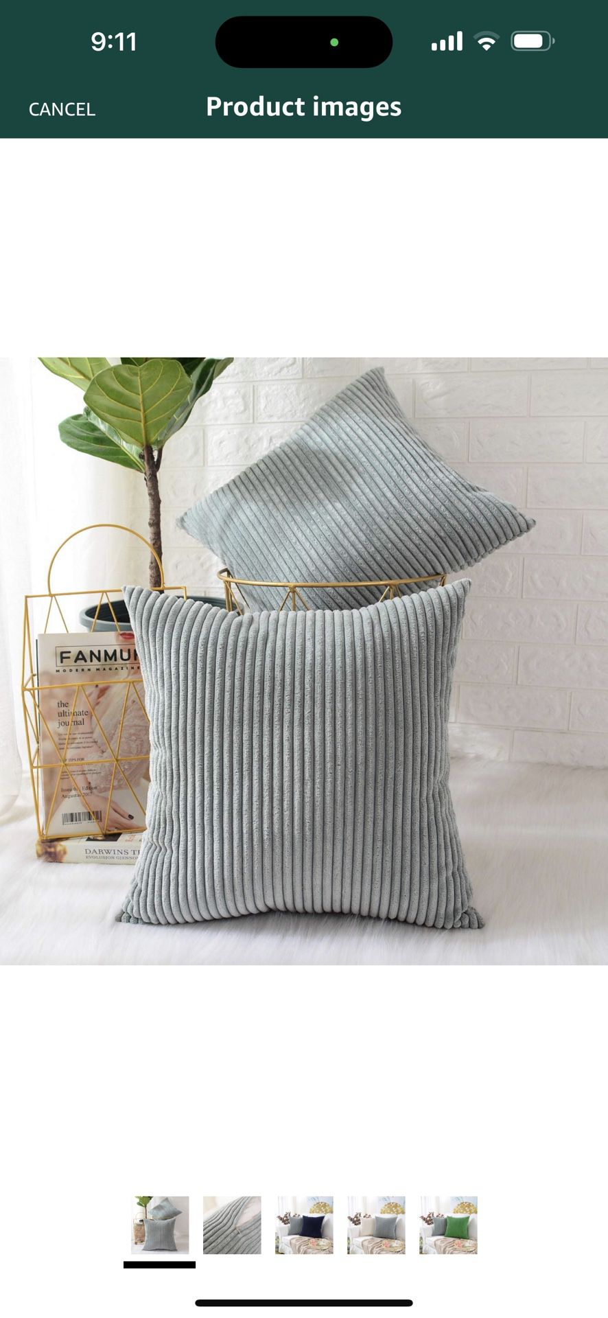 Pack of 2, Corduroy Soft Decorative Square Throw Pillow Cover Cushion Covers Pillowcase, Home Decor Decorations for Sofa Couch Bed Chair 26x26 Inch/65