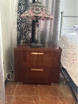 Modern Cherry Wood 2-Drawer Nightstand