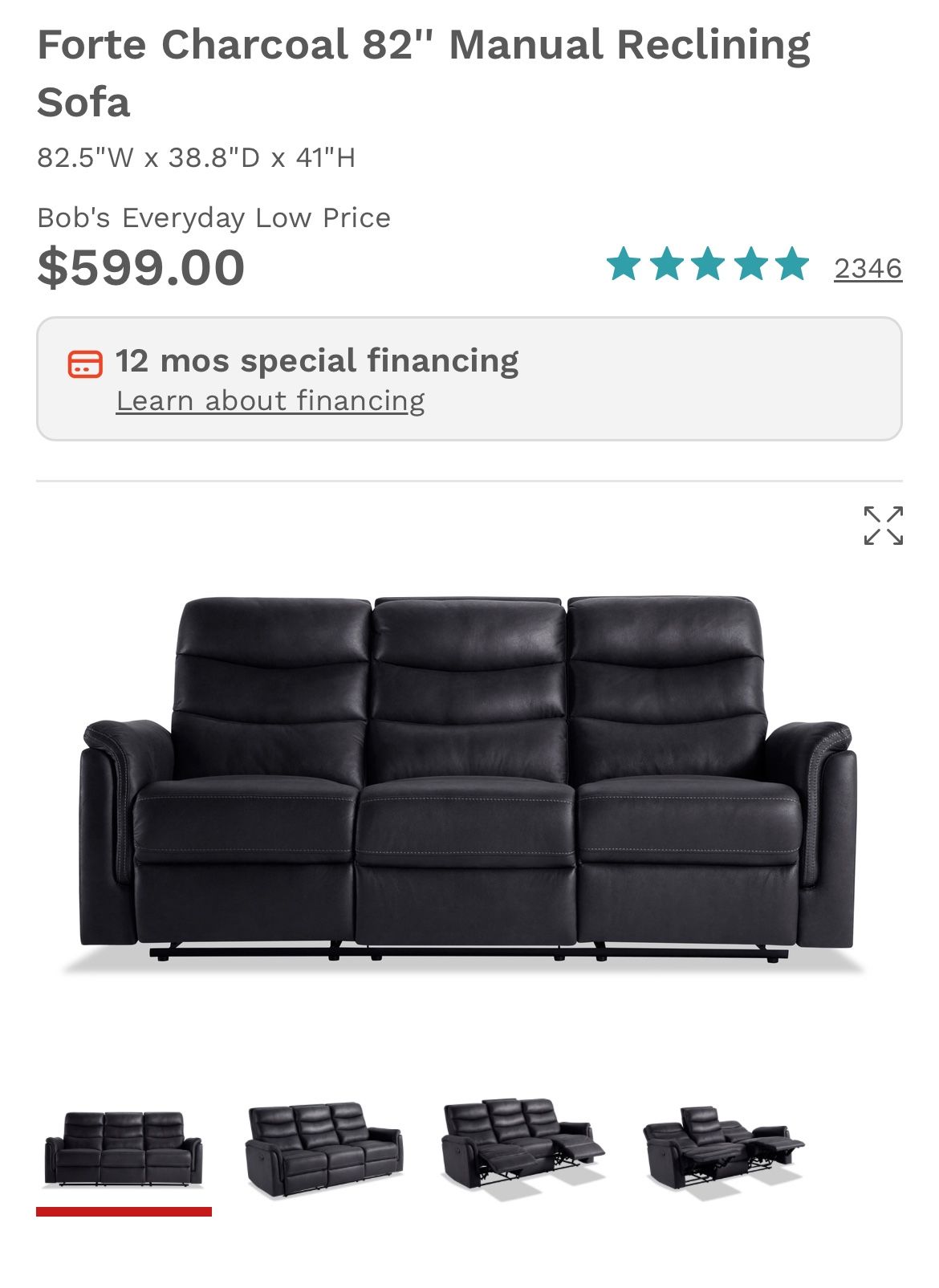 Reclining Sofa From Bob’s Great Condition Must Sell