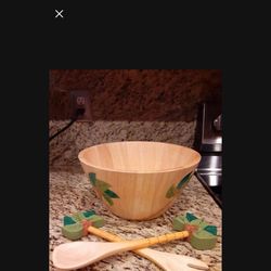 Wooden 3 piece salad serving set