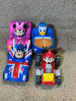 Disney Die cast Roadster Mickey Mouse Donald Pete Minnie Toy Cars Set