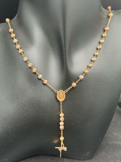 18k Gold Rosary. 3 Tone