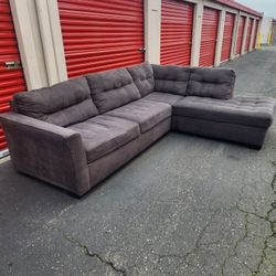 *Free delivery* project couch gray L sectional read description sold as is non removable covers 