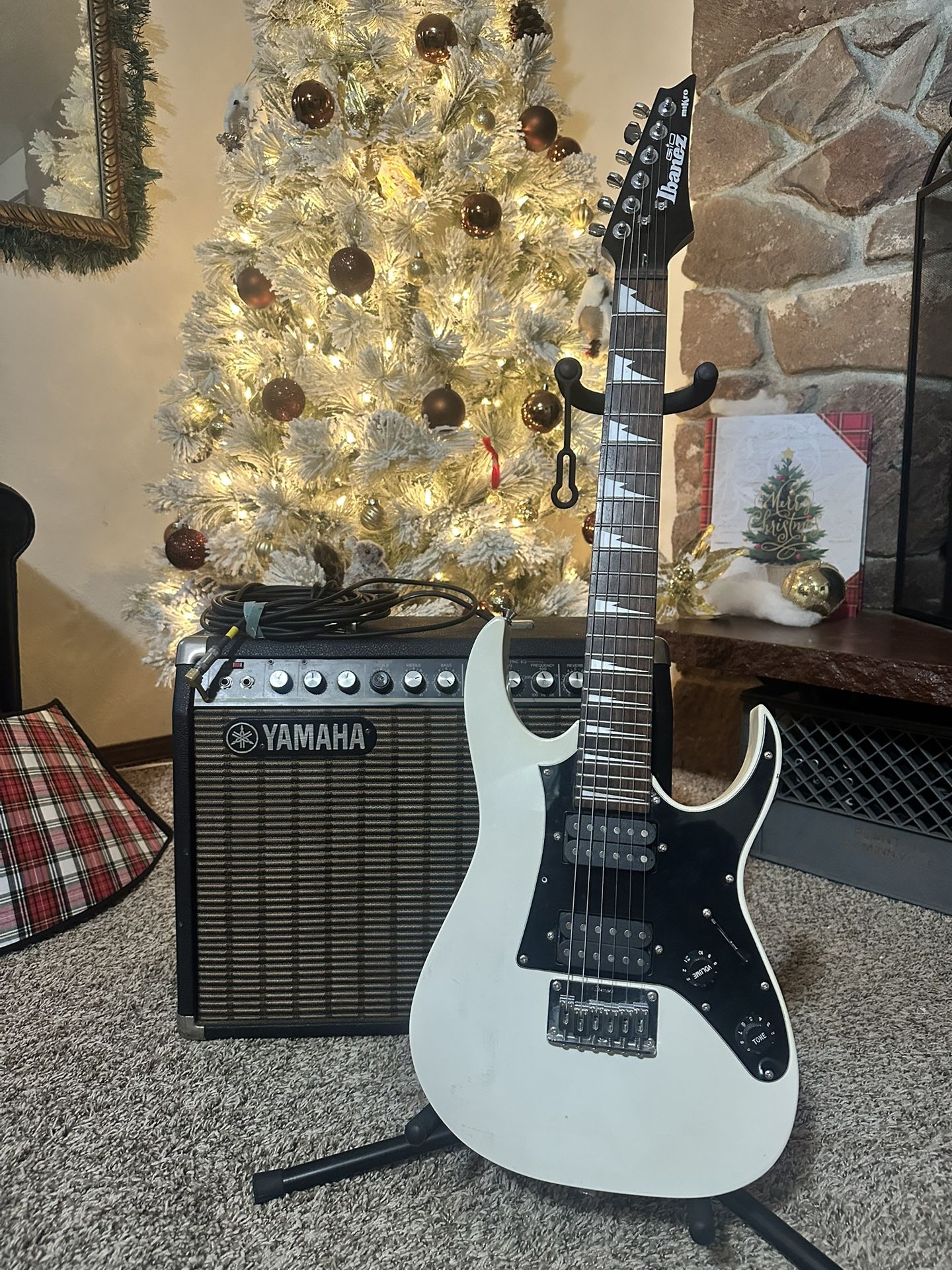Ibanez miKro Electric Guitar, Yamaha Amp, Guitar Stand & Instrument Cable