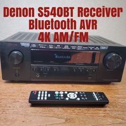 Denon Bluetooth AVR S540BT 4K AM/FM  Receiver With Remote  