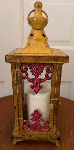 Vintage Decorative Metal Lantern with Candle