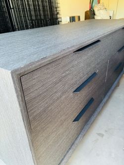 Designer 6-Drawer Dresser Dark Grey - Black