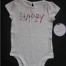 NWT Koala Baby Girls White Floral HAPPY Tulle Bows Bodysuit 6-9M