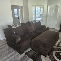 Brown Couch With Ottoman