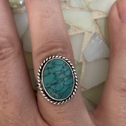 Sterling Silver Turquoise Gemstone Vintage Style Ring 6