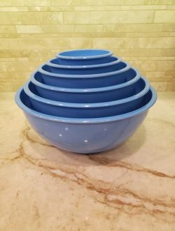 Melange Kitchen 6 Piece Melamine Mixing Bowl Set - Nesting - Blue